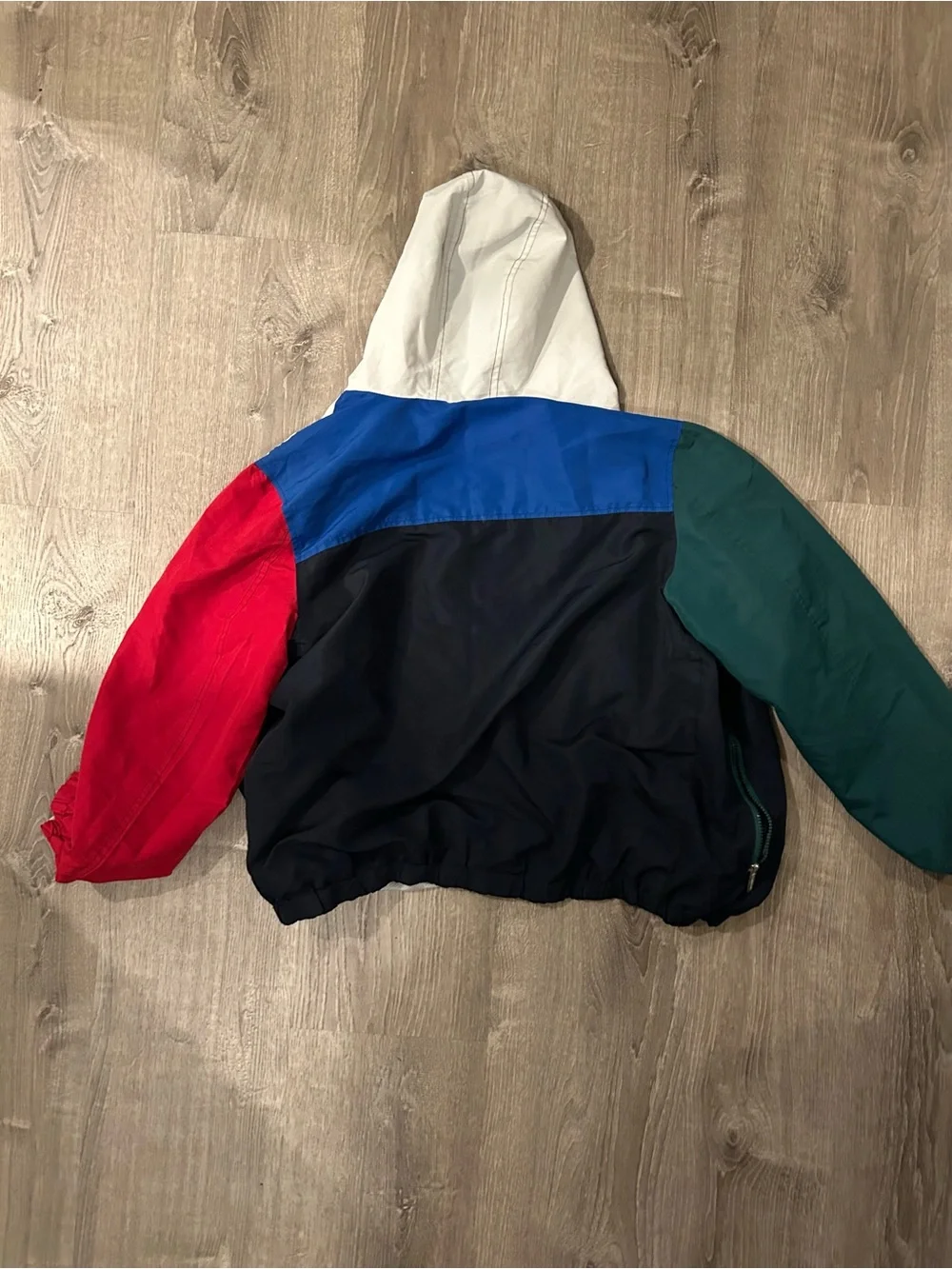 Members Only Colorblock Windbreaker - Navy, White, Green, Red Size M Flaw
